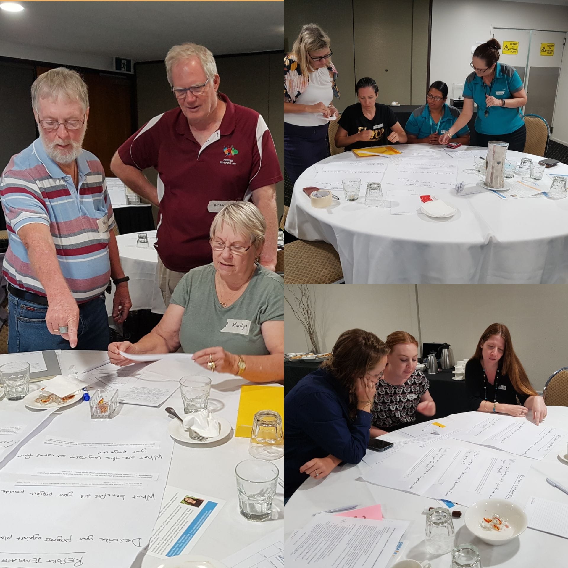 Community groups doing a practical exercise at grant writing workshop run by Renée Madsen at Create and Evaluate.